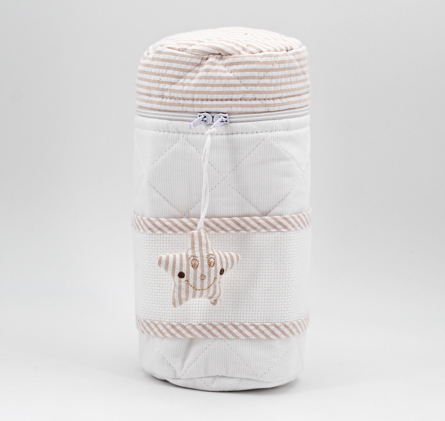 la chiocciolina porta biberon stellina 100%cotone tela aida personalizzabile zip