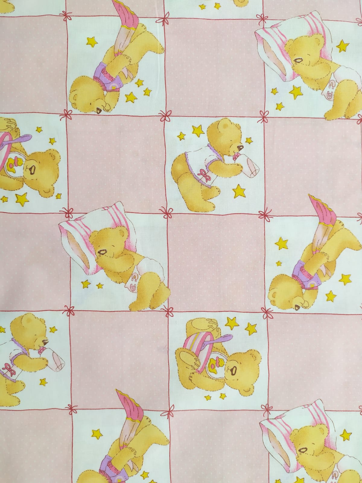 tela cotone le torri professione hobby disegno orsetti rosa altezza 140cm