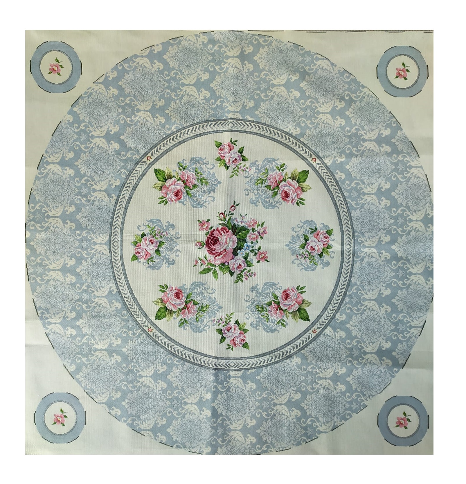 tessuti gobelin pannello 100x100cm fiori in cornice rettangolare circolare