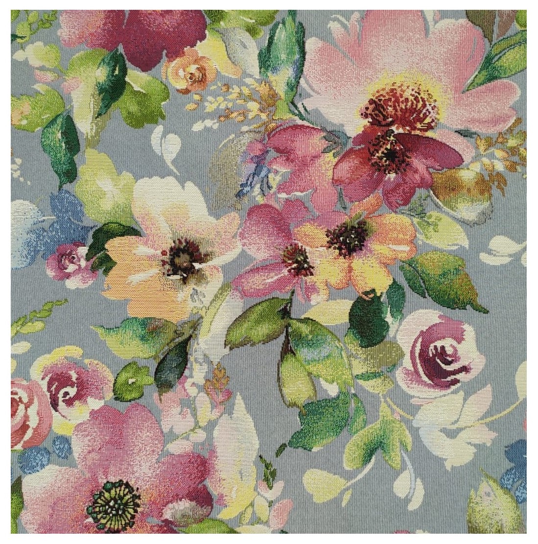 tessuti gobelin pannello 45x45cm fiori su sfondo celeste