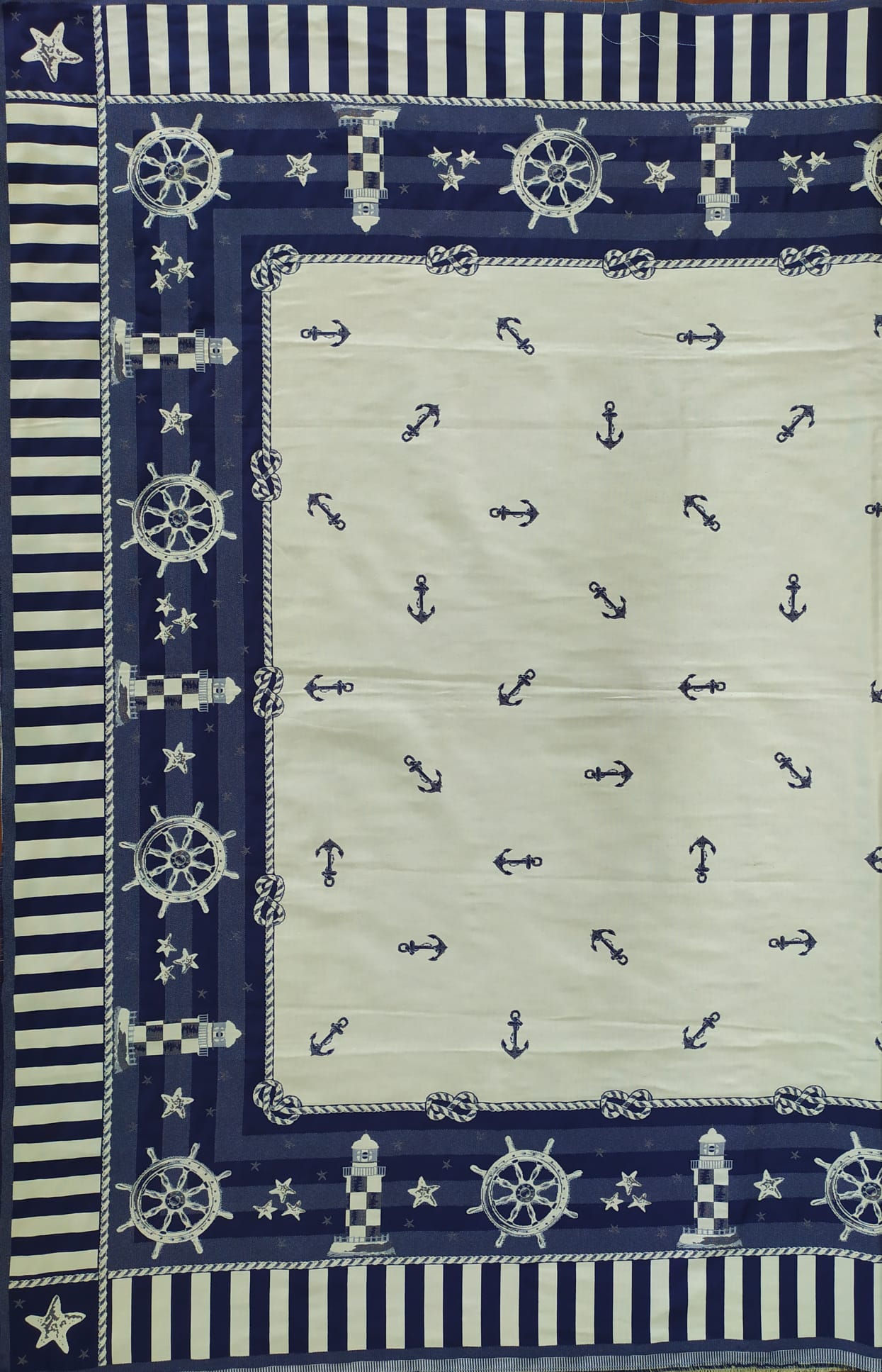 tovaglia marinara rettangolare 140x180cm ancore timoni fari reversibile doppia faccia