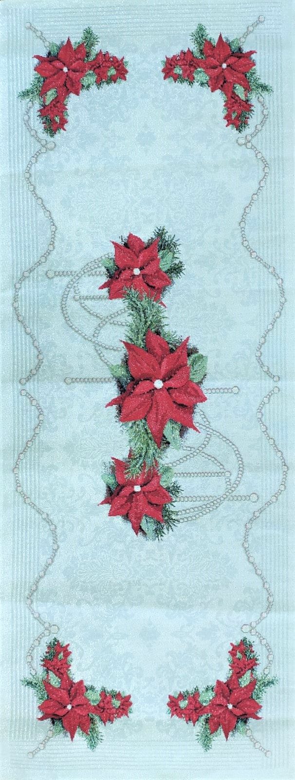 pannello gobelin stella di natale lurex argento 140x45c, oppure 100x40cm rettangolare arazzi centrotavola natale